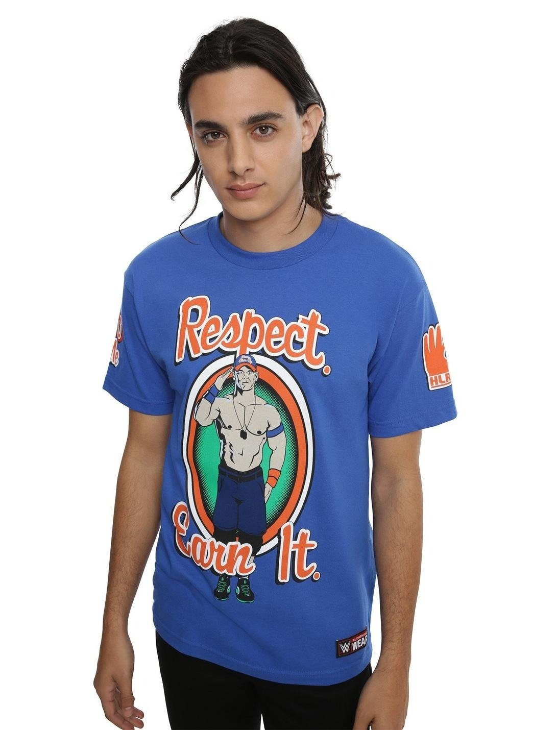 WWE John Cena Costume - Respect Earn It Blue Set Shirt Cap Headband Wristband John Cena Cosplay