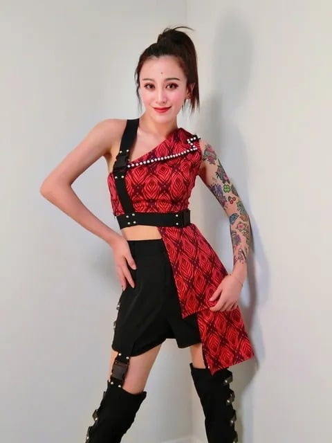 Blackpink Lisa Costume - Red Black Croptop Sling Dress Kill This Love Performance Lisa Cosplay