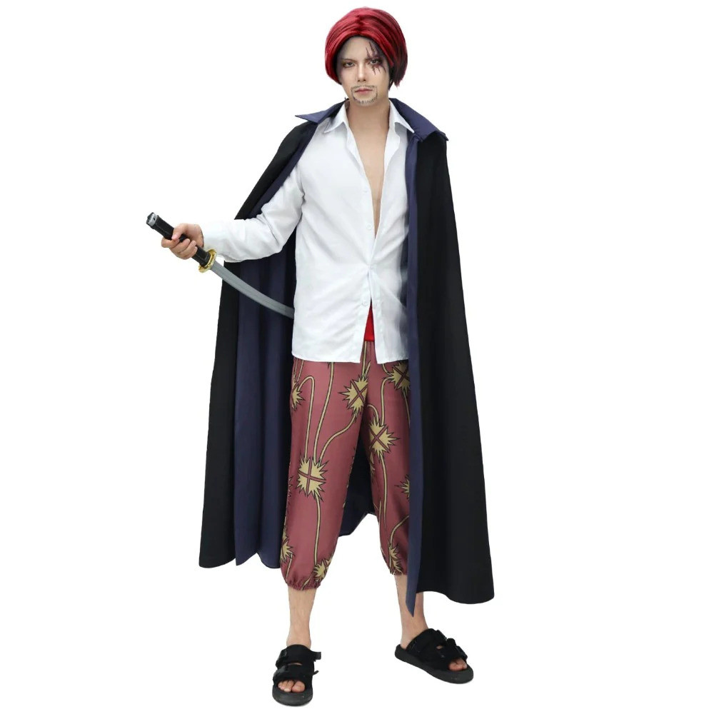 One Piece Shanks Costume - Reunion After Two Years Shanks Cosplay Full Set With Wig
