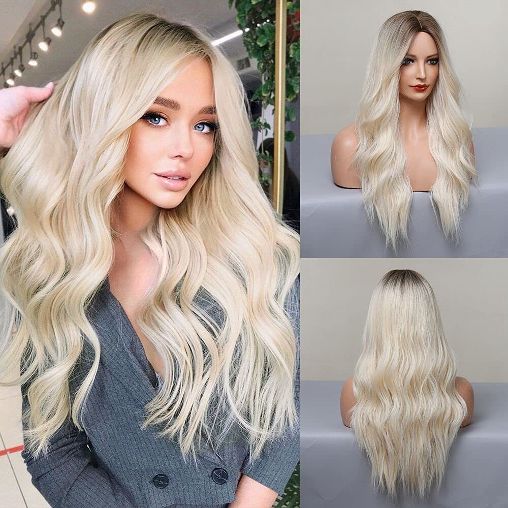 Kendall Jenner Wig - Long White Wavy Middle Parted Wig Kendall Jenner Cosplay Costume