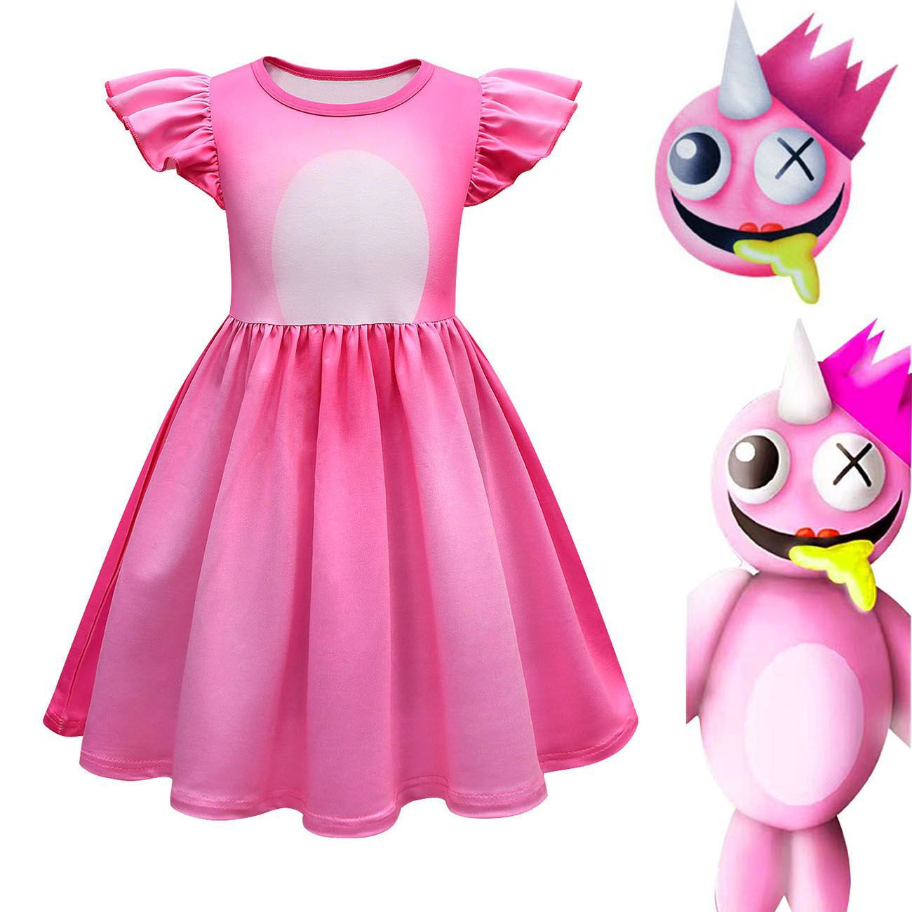 Girls Roblox Rainbow Friends Pink Costume - Dress Mask Rainbow Friends Pink Cosplay