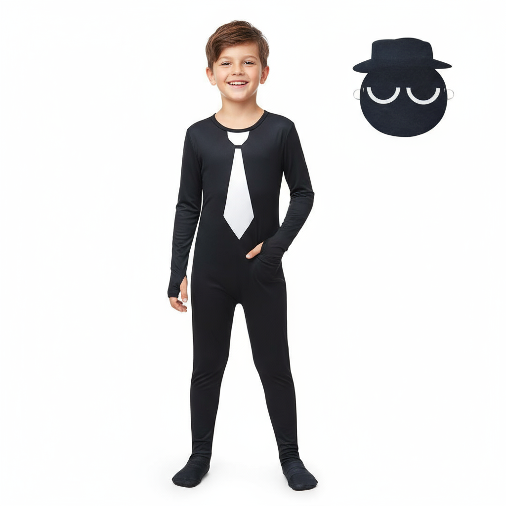 Kids Sprunki Incredibox Black Costume - Bodysuit Mask Set Black Sprunki Cosplay