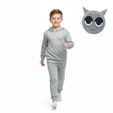 Kids Sprunki Gray Costume - Hoodie Pants Mask Set Gray Sprunki Cosplay