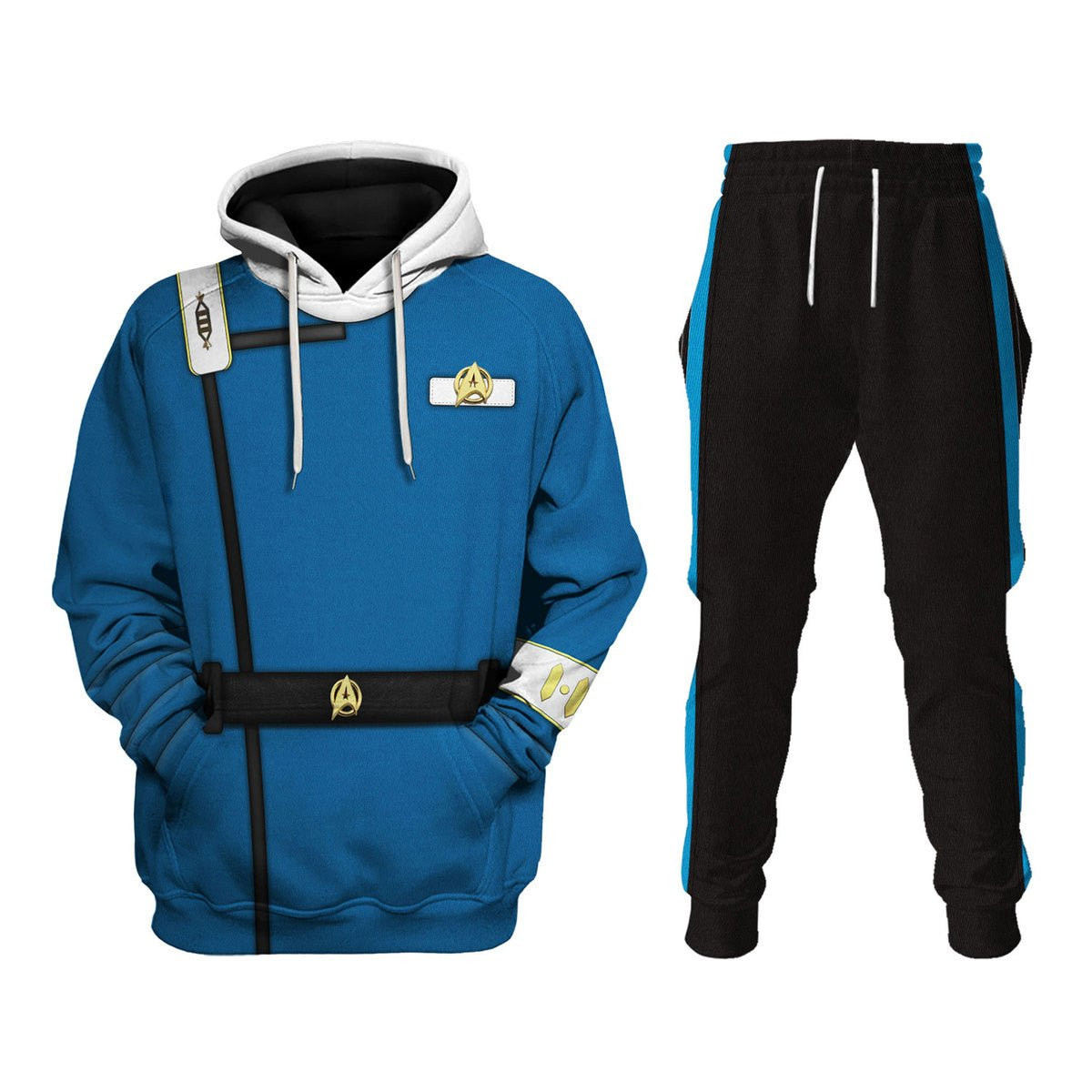 Star Trek II The Wrath Of Khan Starfleet Blue Uniform Costume - Hoodie Sweatpants Starfleet Blue Uniform Cosplay