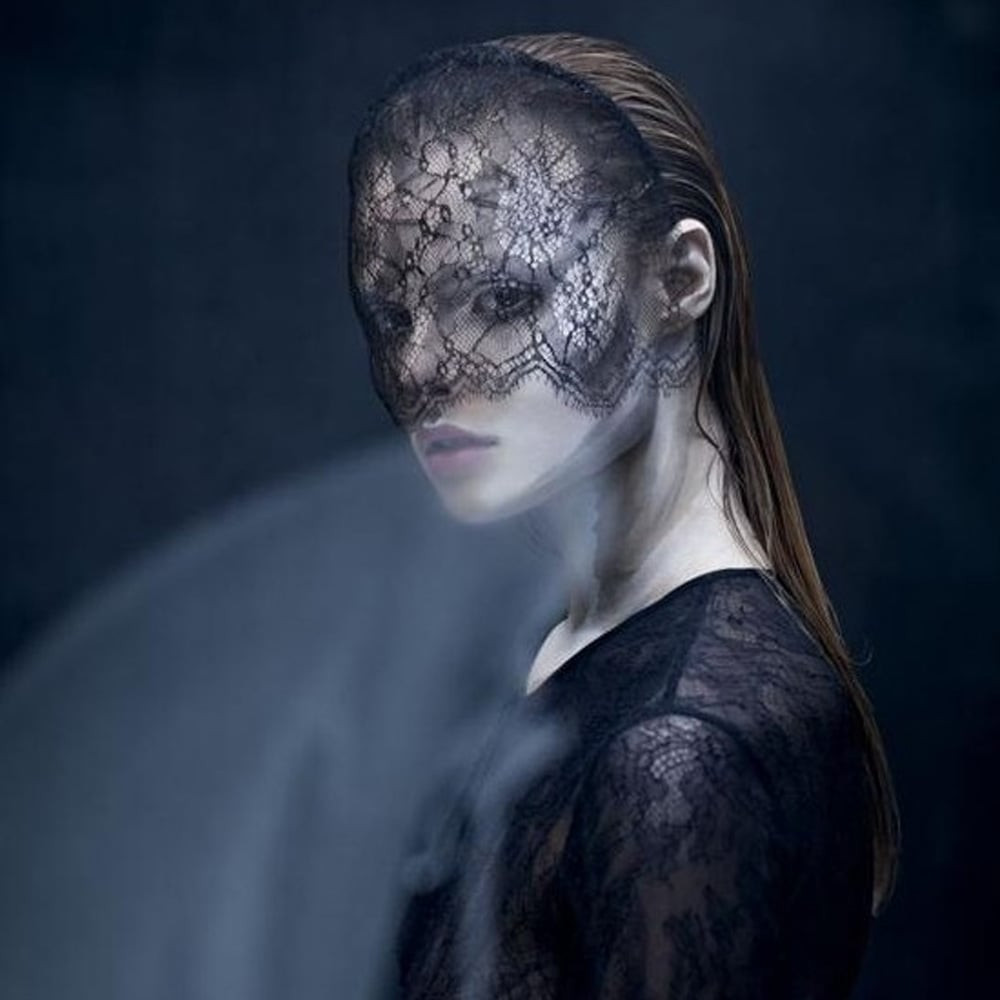 Halloween Black Face Mask Lace Mysterious Gothic Headband Costume