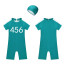 Kids Squid Game 456 Swimsuit Costume - One Piece Green Swimsuit with Swimming Cap Squid Game Cosplay