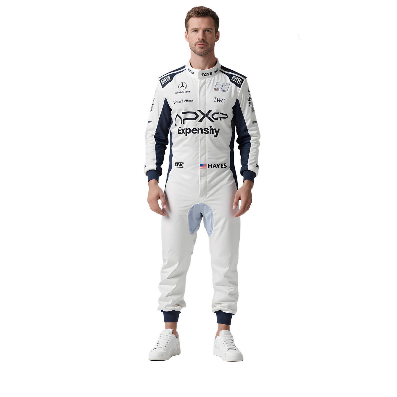F1 Movie Sonny Hayes Brad Pitt Costume - White Racing Jumpsuit F1 Brad Pitt Cosplay
