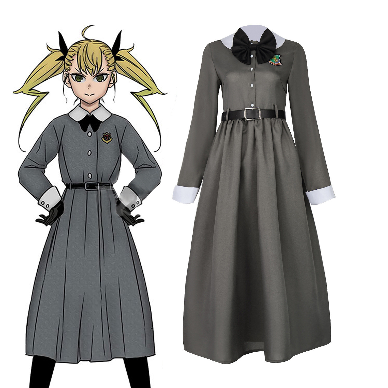 Kaiju No. 8 Kikoru Shinomiya Costume - Grey Dress Accessories Kikoru Shinomiya Cosplay