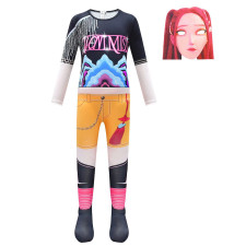 Girls K-Pop Demon Hunters Mira Costume - Black Yellow Bodysuit Mask Mira Cosplay