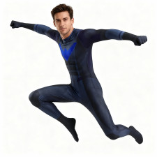 Marvel Titans Nightwing Dick Grayson Costume - Dark Blue Bodysuit Nightwing Dick Grayson Cosplay
