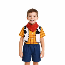 Boys Toy Story Woody Deluxe Costume - Shirt Vest Shorts Shawl Set Woody Cosplay