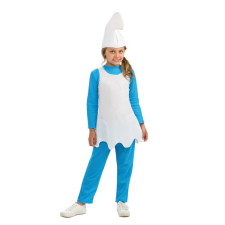 Kids Smurfs Smurfette Costume - White Blue Shirt Pants Hat Set Smurfette Cosplay