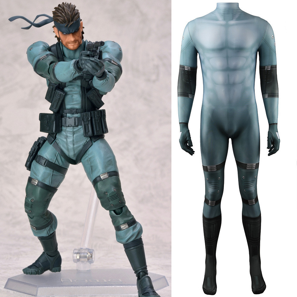 Metal Gear Solid 2: Sons of Liberty Solid Snake Costume - Grey Bodysuit Solid Snake Cosplay