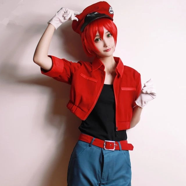 Cells At Work Red Blood Cells Wig - Deluxe Red Blood Cells Cosplay Costume Wig