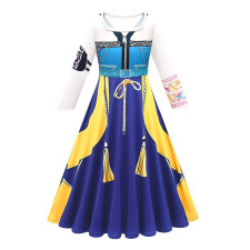 Girls K-Pop Demon Hunters Zoey Costume - Blue Yellow Long Dress Zoey Cosplay