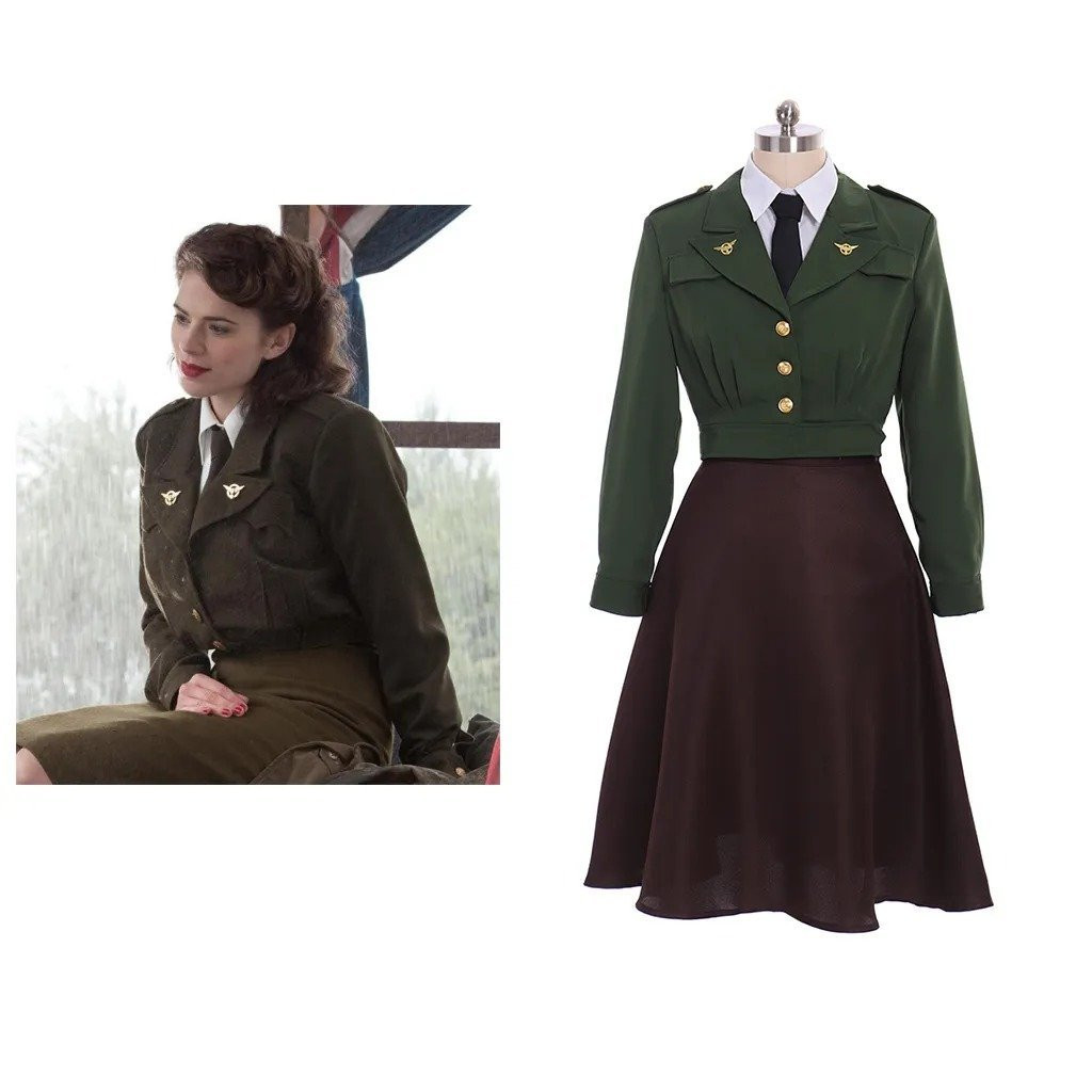 Captain America Agent Peggy Carter Costume - Uniform Agent Peggy Carter Cosplay