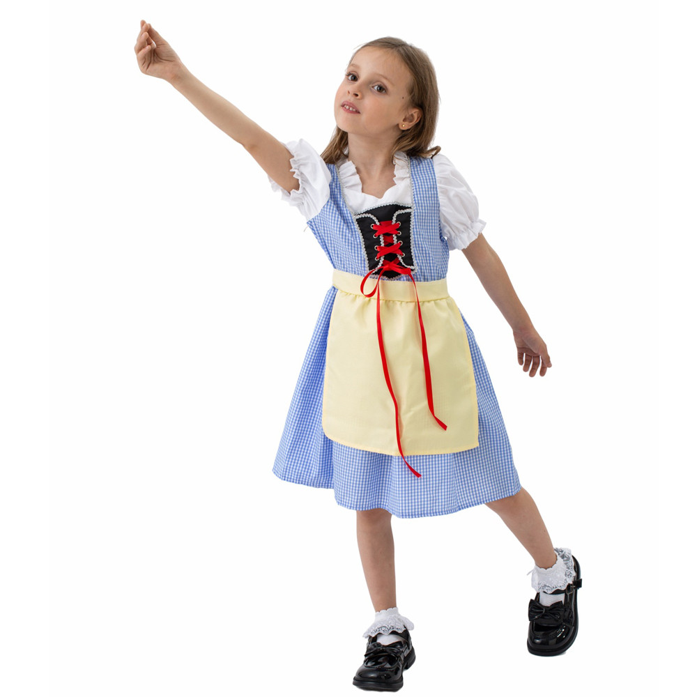 Oktoberfest Bavarian Costume - Girls Blue Checkered Dress Oktoberfest Bavarian Cosplay