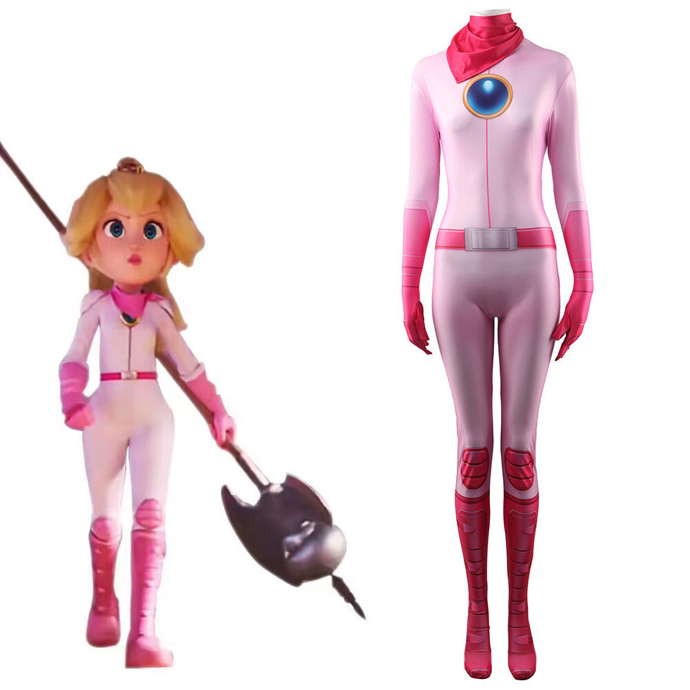 The Super Mario Bros Movie Princess Peach Biker Costume - Bodysuit Princess Peach Biker Cosplay