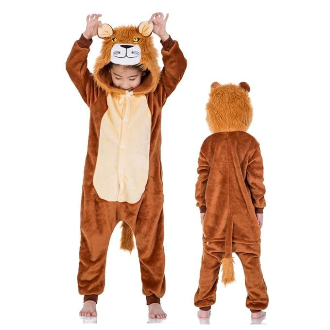 Kids Furry Lion Costume - Onesie Jumpsuit Furry Lion Cosplay
