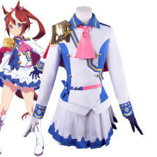 Uma Musume Pretty Derby Tokai Teio Costume - White Blue Dress Tokai Teio Cosplay