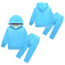 Kids Sprunki Sky Blue Costume - Hoodie Pants Mask Set Sky Blue Sprunki Cosplay