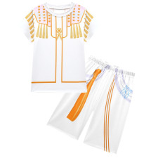 Girls K-Pop Demon Hunters Mira Costume - White Gold Shirt Shorts Set Stage Outfit Mira Cosplay