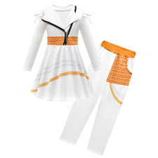 Girls K-Pop Demon Hunters Rumi Costume - White Gold Mini Dress Pants Set Stage Outfit Rumi Cosplay