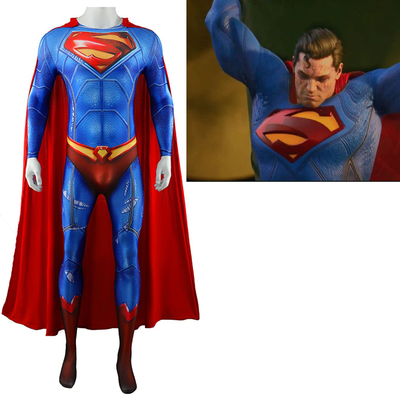 Suicide Squad: Kill the Justice League Superman Costume - Tattered Bodysuit Superman Cosplay