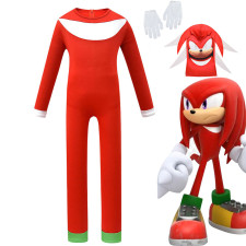 Boys Knuckles Sonic Costume - Bodysuit Mask Gloves Set Knuckles Cosplay