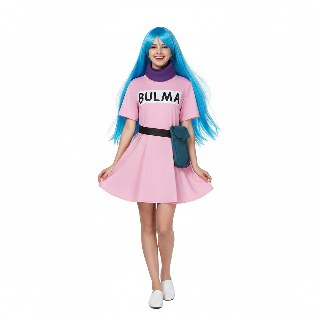 Dragon Ball Bulma Costume - Pink Mini Dress Bulma Cosplay