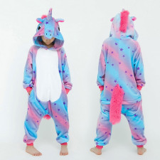 Kids Purple Stars Unicorn Costume - Onesie Jumpsuit Purple Stars Unicorn Cosplay