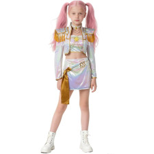 KPop Demon Hunters Mira Stage Costume - Shiny White Shorts Top Full Set Kpop Mira Cosplay