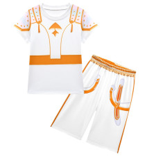 Girls K-Pop Demon Hunters Zoey Costume - White Gold Shirt Shorts Set Stage Outfit Zoey Cosplay