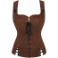 Medieval Renaissance Pirate Costume - Dark Brown Lace Up Corset Sueded Dress Pirate Cosplay