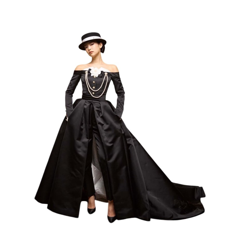 Black Pink Jennie Met Gala Outfit Costume -  Black White Dress Jennie Cosplay