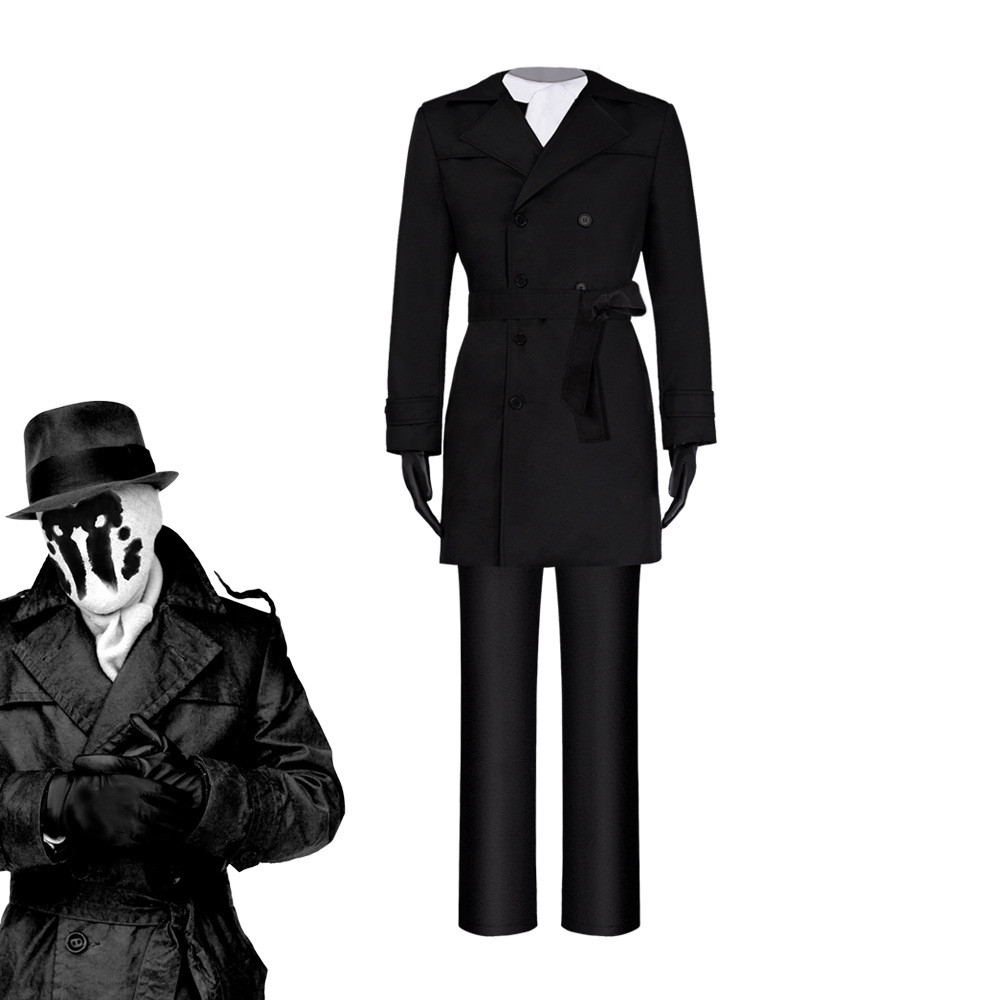 Watchmen Rorschach Costume - Black Suit Mask Set Rorschach Cosplay