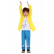 Kids Charlie and the Chocolate Factory 2005 Charlie Bucket Costume - Yellow Coat Pants Set Charlie Bucket Cosplay