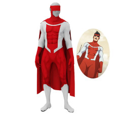 Invincible Omni-Mark Markus Sebastian Grayson Costume - Red White Bodysuit Mask Cape Omni-Mark Cosplay
