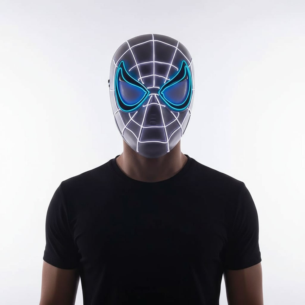 Marvel Spider-Man Black LED Mask Prop - Spider Man LED Costume Cosplay Mask