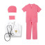 Kids Doctor Costume - Pink Scrub Suit and Coat Doctor Cosplay