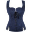 Medieval Renaissance Pirate Costume - Blue Lace Up Corset Sueded Dress Pirate Cosplay