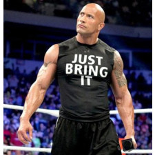 WWE The Rock Costume - Just Bring It Black Sleeveless Brahma Bull The Rock Cosplay