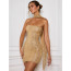 Sabrina Carpenter Short n' Sweet Tour Stage Outfit Costume - Golden Glitter Mini Dress Sabrina Carpenter Cosplay