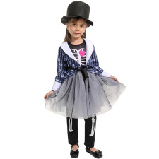Girls Skeleton Costume - Blue Dress Set Skeleton Cosplay