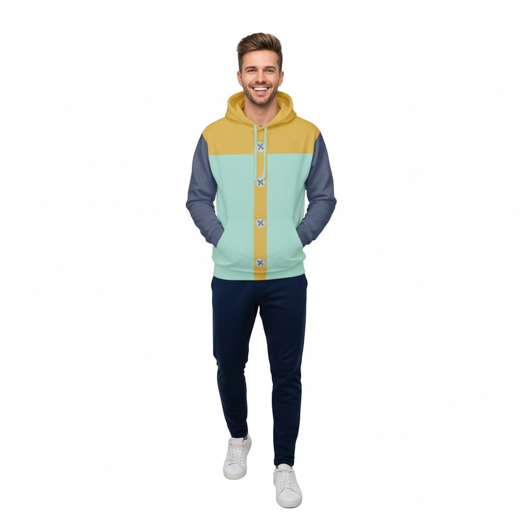 The Seven Deadly Sins Harlequin Grizzly's Sin of Sloth King Costume - Blue Yellow Hoodie Fairy King Cosplay