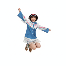 Street Fighter Lily Costume - Blue White Fringe Jacket Bandana Street Fighter Lily Cosplay