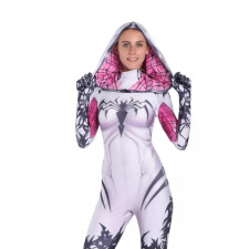Edge of Spider-Verse Spider-Gwen Anti-Gwenom Costume - Hood Bodysuit Spider-Gwen Anti-Gwenom Cosplay