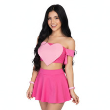 Villainous Miss Heed Costume - Pink Top Skirt Miss Heed Cosplay
