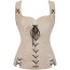 Medieval Renaissance Pirate Costume - Beige Lace Up Corset Sueded Dress Pirate Cosplay
