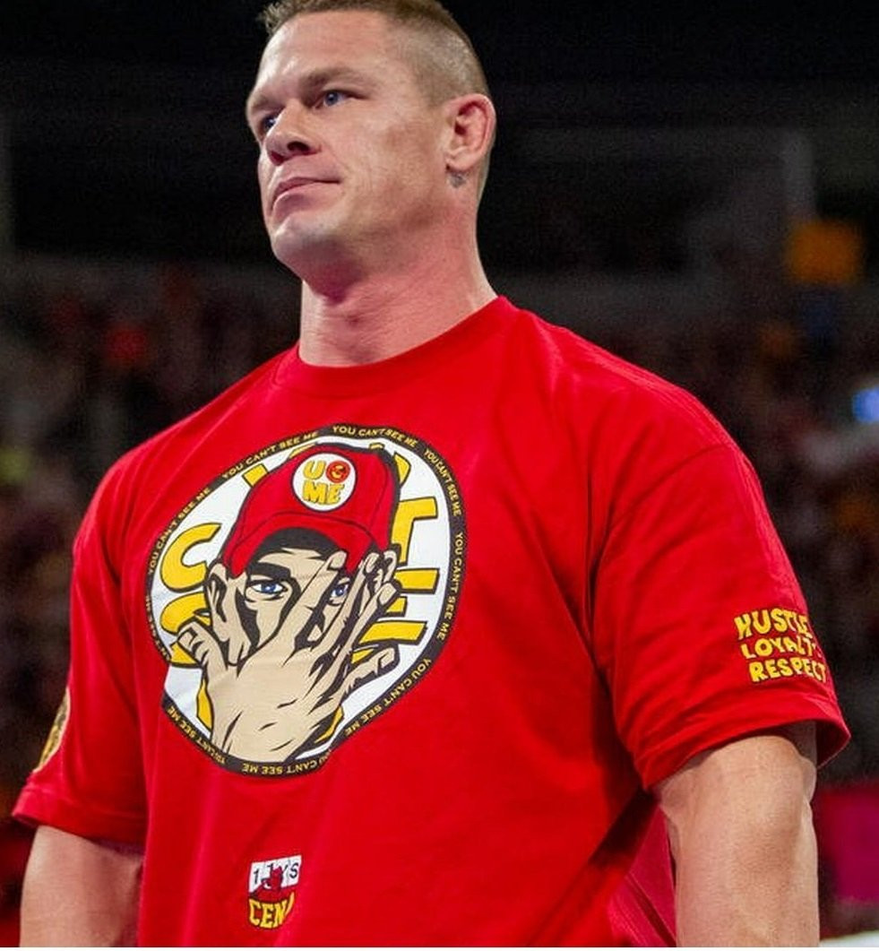 WWE John Cena Costume - You Cant See Me Red Set Shirt Cap Headband Wristband John Cena Cosplay